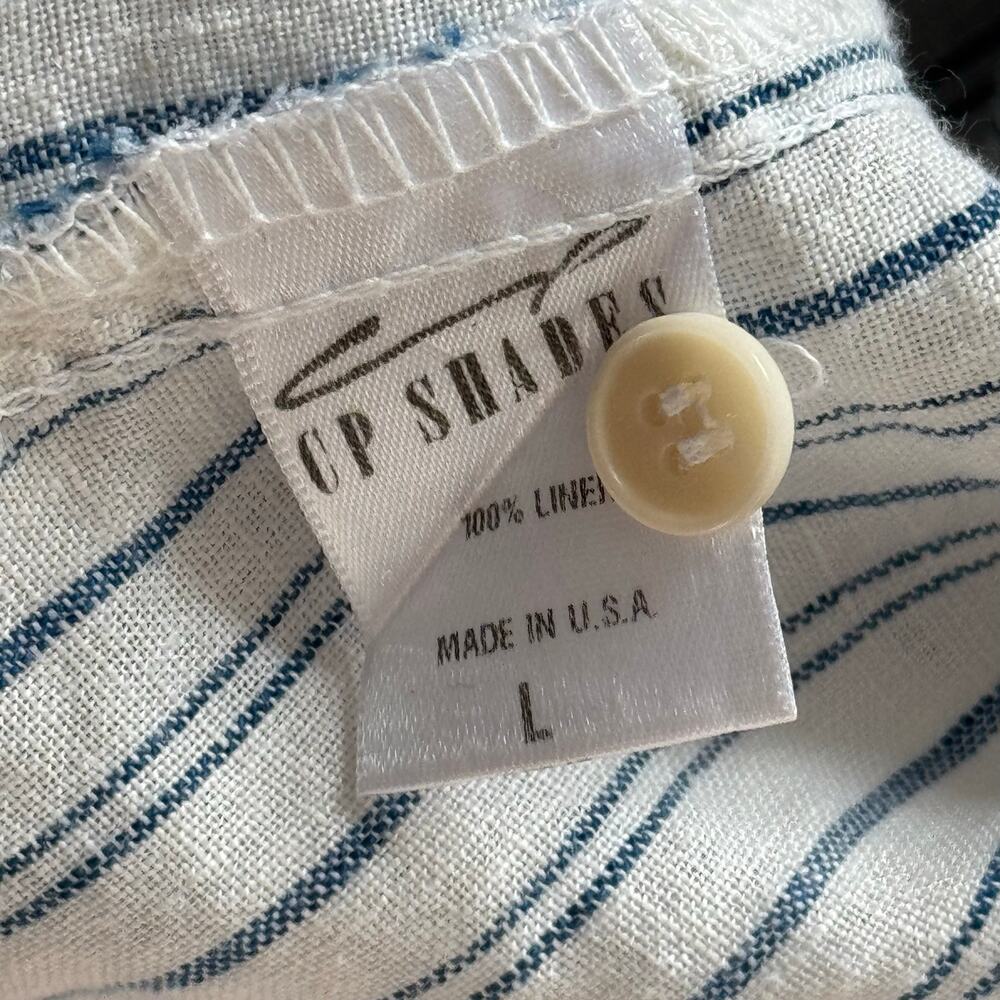 CP Shades White Blue Striped Long Sleeves Button Down Shirt Women’s Size Large - Picture 9 of 9